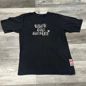 Vintage Drunknmunky Who's‎ tha masta? Black White Mens Large Graphic T-Shirt
